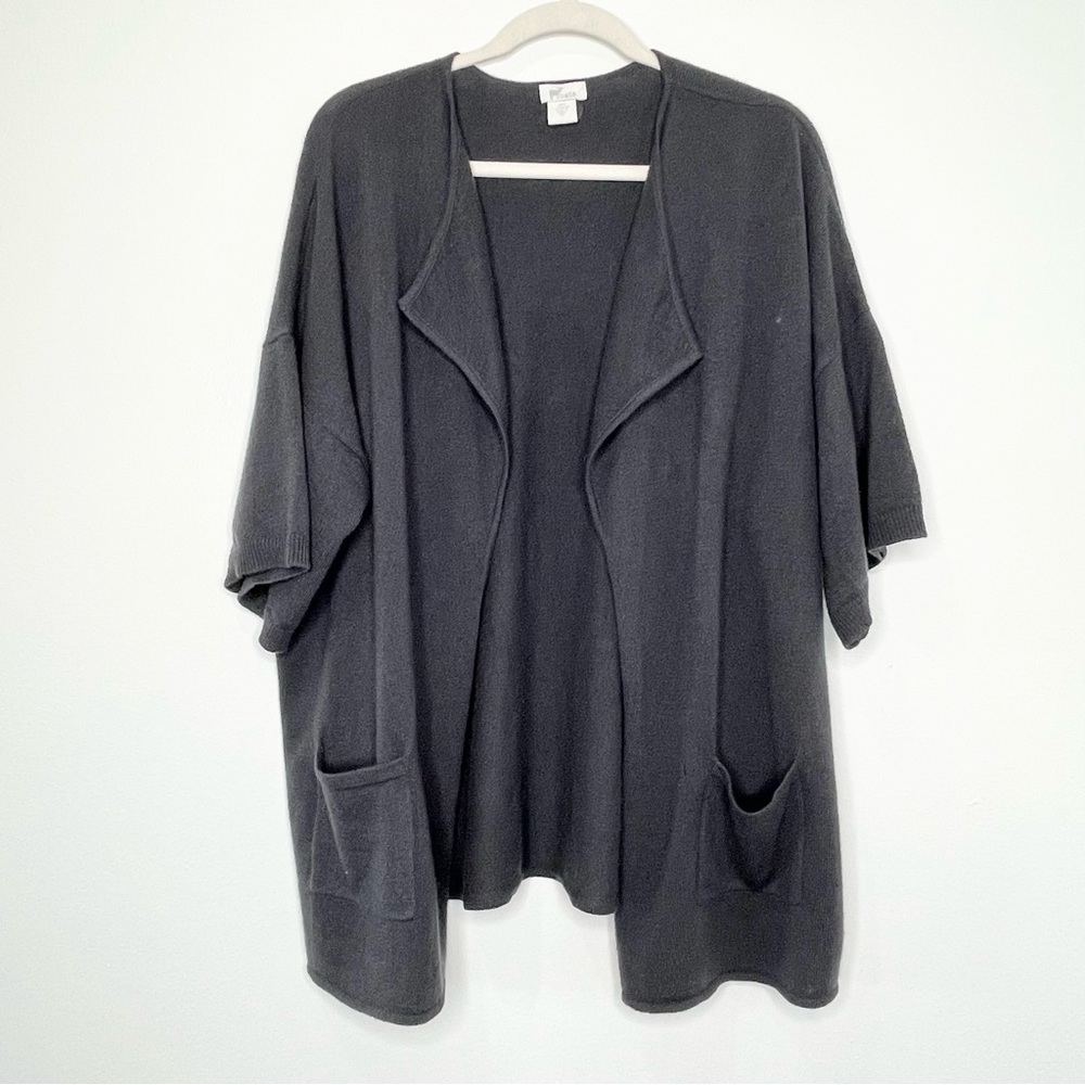 Oats Cashmere Open Front Cardigan Dark Gray Size M